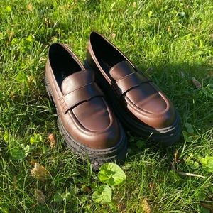ALOHAS Chunky Coffee Brown Trailblazer Leather Loafers Size 10